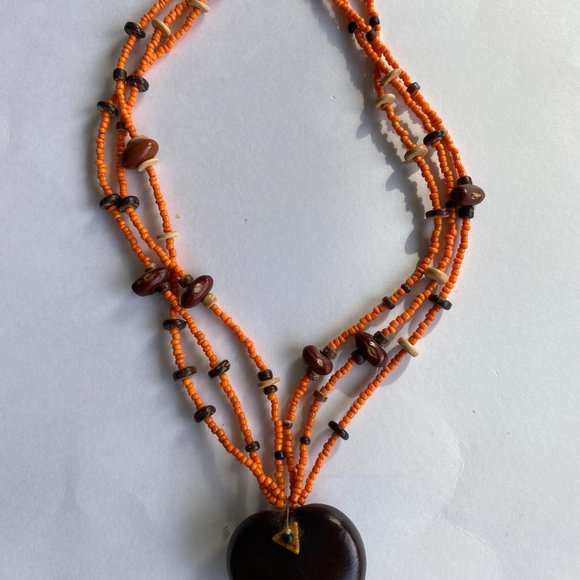 Bali Beaded Necklace with Palm Seed Pod - Picture 2 of 2